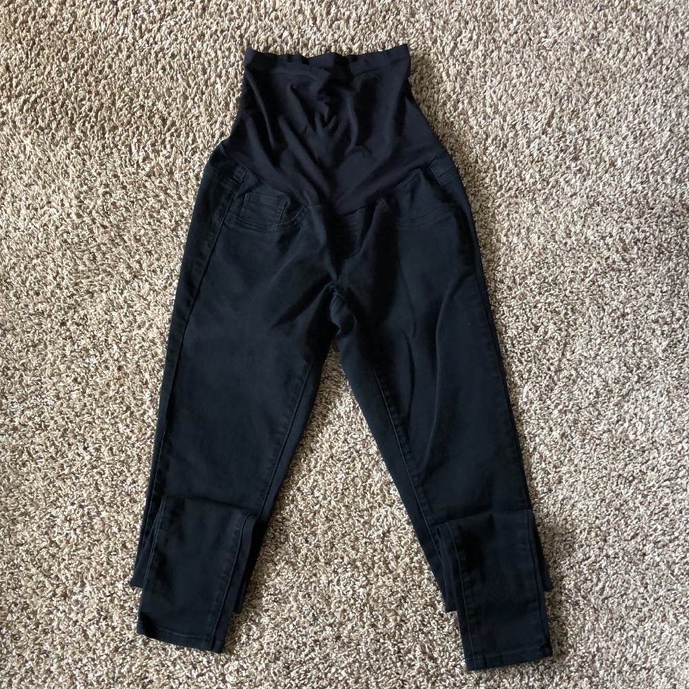 Indigo Blue Sz SL Full Panel Black Maternity Skinny Pants
